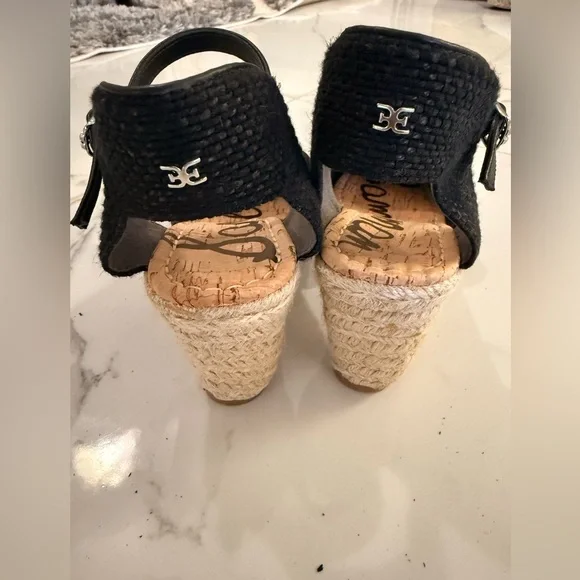 Sam Edelman Black Espadrille Sandals Size 6.5 - Picture 3 of 5